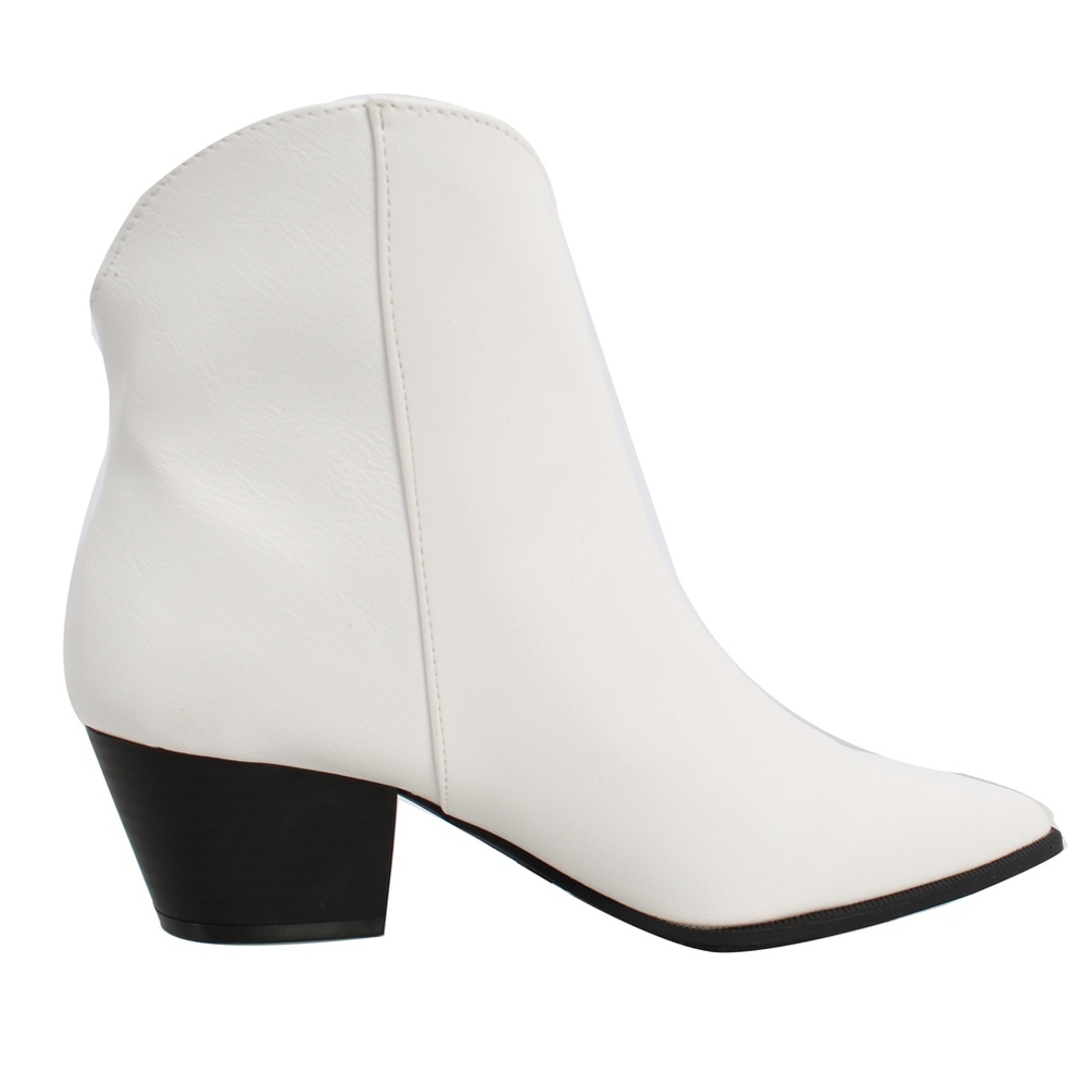 White Pointy Toe Cowboy Ankle Bootie - Picture 4 of 7